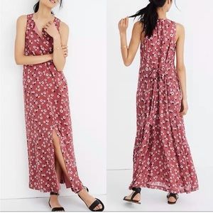 Madewell Sleeveless Floral Tie Waist Chiffon Maxi Dress Retro Colorful Small